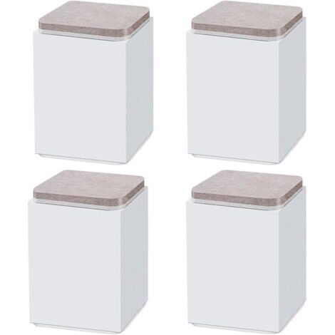 (Blanc 10 cm) 4 pieds de support de meuble, rehausseur autocollant en acier au carbone, carré 6 x 6 cm, pour canapé, lit, meuble TV, rehausseur de meuble, hauteur 5 cm/10 cm, noir/blanc/marron (1/3)