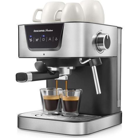 Tescoma 909010 Macchina da caffè espresso manuale 19 bar, con lancia vapore, braccio a doppia uscita, piano scaldatazze, linea President (1/5)