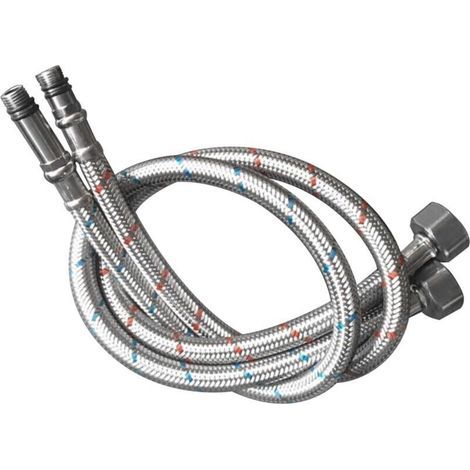 Lot de 2 tuyaux de raccordement G3/8 x M10 - Tuyau flexible 3/8'' - En acier inoxydable - Rallonge pour robinet mitigeur (1/5)