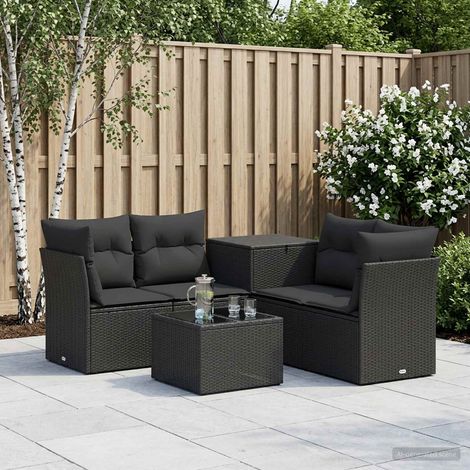 vidaXL Set di divani 6 pz Nero Rattan sintetico e Acciaio (1/4)