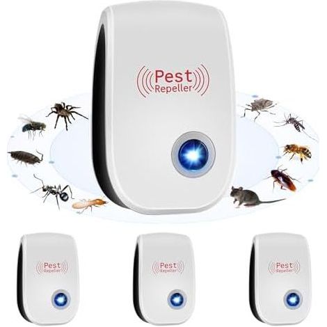 Répulsif Ultrason Anti-Rongeurs Insectes, 4 Pack Anti Moustique Ultrason, Intérieur Électronique Insectes pour Souris, Rats Fourmis Araignées Moustiques - (1/5)