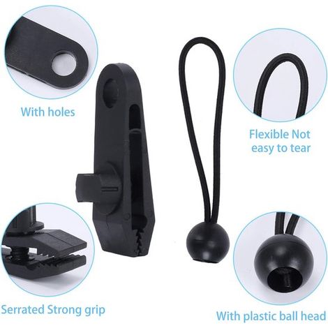 Abrazadera para lona - Abrazaderas para lona - 10 clips para lona - Abrazaderas para lona - lona - abrazaderas - Clips para lona - Negro (1/4)