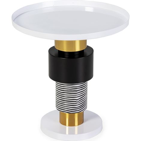 Mesa Auxiliar 46X46X49 Metal Blanco/Negro/Dorado (1/3)