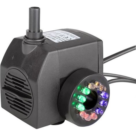 Pompe à jet d\'eau 15 W pour bassin de jardin Pompe à eau submersible Pompe pour fontaine Pompe pour étang À éclairage LED (1/4)