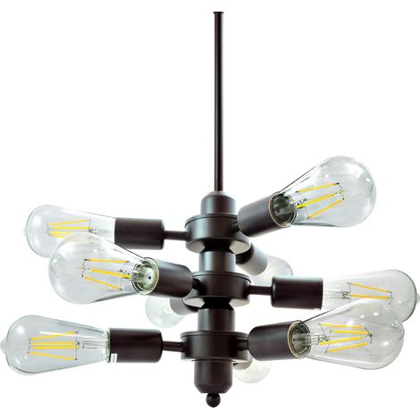 Suspension noire industrielle 9xE27 Polux Orebro Ø25 (1/5)