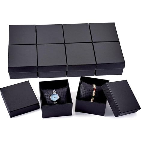 boîtes en carton pour bracelets et montres boîtes de rangement avec coussin 8,3 x 8,4 cm noir