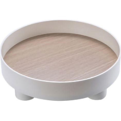 Plateau de service plastique rond, organisateur de bureau pour rangement cosmétique ou snacks, blanc (1/5)