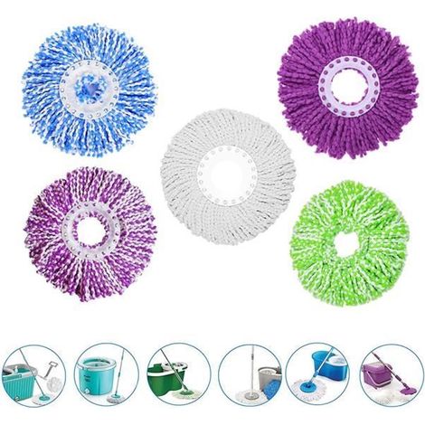 Lot de 5 têtes de rechange en microfibre pour système de serpillière universel balai magique rotatif à 360 ° (1/4)