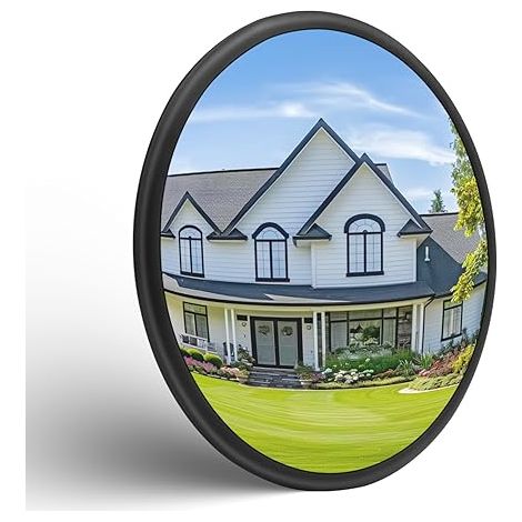 Miroir convexe sécurité miroir circulation vue grand angle réglable intérieur extérieur support fixation 25.3cm (1/5)