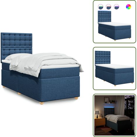 Boxspringbett mit Matratze Blau 80x200 cm Stoff - Boxspringbett - Doppelbett - Bettenrahmen - Liegekomfort - Matratze (1/5)