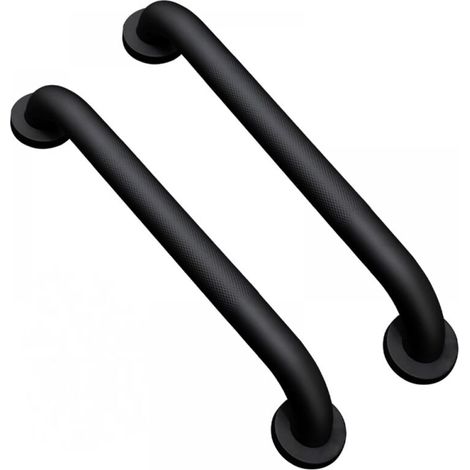 Rutschfester Haltegriff fürs Badezimmer mit gerändeltem Griff (2er-Pack, 40 cm, schwarz) (1/5)