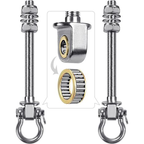 Lot de 2 crochets de balançoire avec roulement en acier inoxydable 304, haute résistance et durable, rotation à 180°, facile à installer, pour suspendre hamacs et balançoires,SZ1 (1/5)