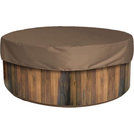 Couverture de Piscine Ronde Piscine Bâche pour Piscine,Housse de Protection Spas Imerméable 100% Résistant Aux UV 190T, pour Extérieur Spa Baignoire, Marron, 190x90cm