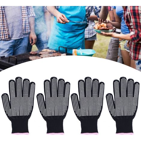4 pièces/vendeur de gants en silicone à picots, isolants et résistants à la chaleur, gants en silicone blancs double face avec bords poudrés. (1/5)