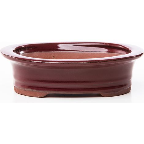 Vaso bonsai smaltato ovale cm. 26 Prugna (1/2)