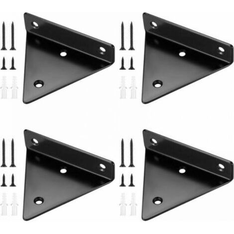 4 Pieces Floating Shelf Brackets, Invisible Triangular Wall Shelf Brackets, Metal Wall Shelf Bracket for Shelf, 10x8CM (1/5)