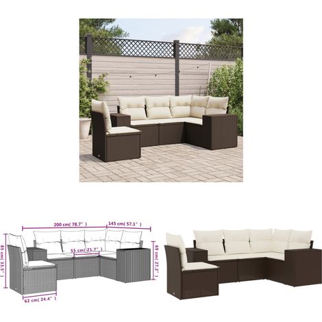 vidaXL Salon de jardin avec coussins 5 pcs marron résine tressée (1/3)