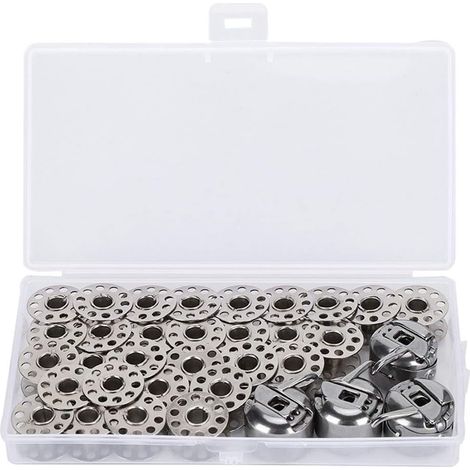 Lot de 30 bobines en métal avec 4 étuis à canette et boîte de rangement, accessoires de rechange pour machines à coudre, etc. Canette Pour Machine a Coudre (1/5)