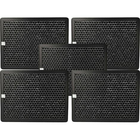 vhbw 5x Aktivkohlefilter kompatibel mit Philips AC3829/10, AC2889/10, AC2887/10, AC2882/10 Luftreiniger - Luftfilter Schwarz