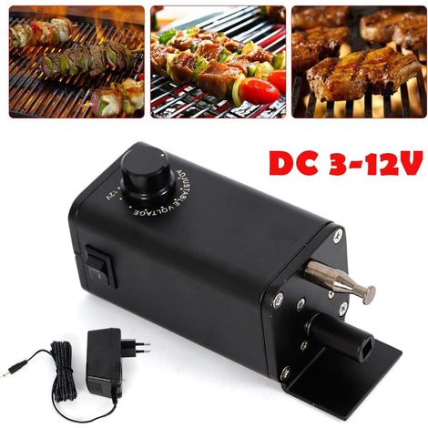 Grillmotor 15 W DC3-12V, Grillspieß mit Grillmotor für Grill, Tragbarer BBQ-Rotationsmotor