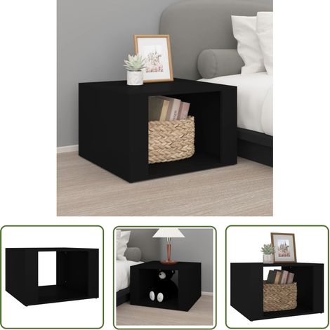 The Living Store Nachttisch Schwarz 57x55x36 cm Holzwerkstoff - Nachtisch - Nachttisch Schwarz - Holzmöbel - Wohnzimmer Dekoration - Schlafzimmer Möbel (1/5)