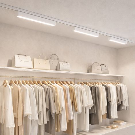 Barra LED Lineare per Binario Monofase CCT Switch con Dimmer Integrato – Nero o Bianco - Color: Bianco
