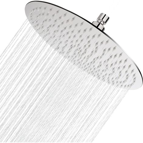 Pommes de douche Tete de Douche Inox Pommeau de Douche Ronde 30CM, Tete de Douche Pluie Universelle Filetage 1/2 Pouce, Rotatif 360° Facile à Installer et à Nettoyer Nombre de buses : 144 (1/5)