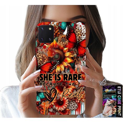 Custodia per Samsung Galaxy A81 - SHE IS rare, girasoli, fiori, farfalle (1/5)