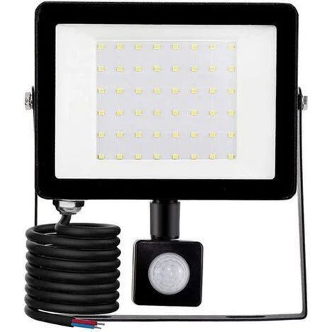 1 Projecteur LED, Détecteur de mouvement, 50 W, IP66, Aluminium, Éclairage sécurité Jardin, Terrasse, Garage (1/5)
