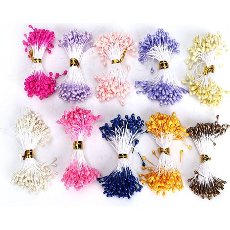 Étamines et cœurs de fleurs de 3 mm, 900 pièces, fleur en soie, accessoire de coiffure en fleur artificielle, matériau floral nacré et perlé. (1/4)