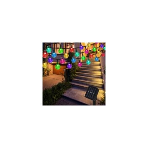 Litzee – Luci a stringa solari da esterno da 12 m con 100 LED multicolore – 8 modalità di illuminazione – Impermeabili IP65 per uso esterno – Atmosfera festiva in giardino - Crezuo