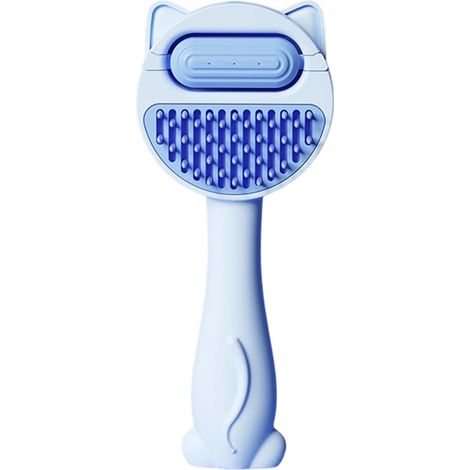 Lot de 2 brosses de démêlage pour animaux avec fonction massage, outil de toilettage en ABS avec poils en acier inoxydable, peigne pour enlever les poils des chats et des chiens, soin du pelage portab (1/5)