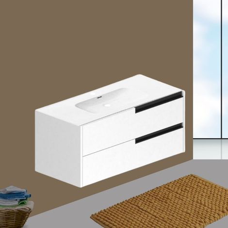 Armoire de toilette murale 100 cm avec tiroirs en blanc mat - Former (1/4)
