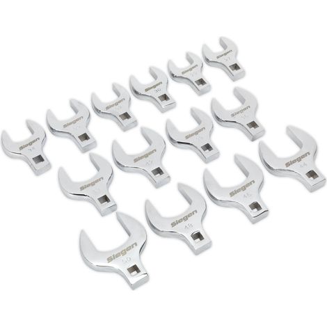 Sealey Siegen Crow's Foot Open End Spanner Set 1/2""Sq Drive 14pc S01109