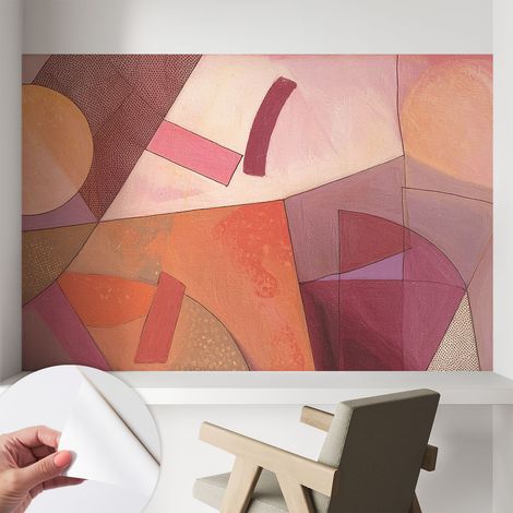 Tapete Selbstklebend - abwaschbar - Tapete mit Motiv - trendige Wanddeko - elegant Fototapete Bunte Formen 104x70 cm (1/5)