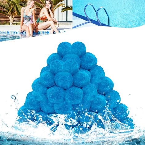 Balle Filtrante Piscine,1400g Balles Filtrantes pour systèmes de Filtre a Sable Piscine Remplacer 50kg de Sable Filtration Piscine,Convient à Divers Systèmes De Filtration (Bleu - 1 400g)