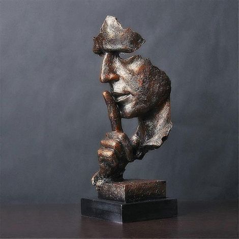 Silence est une statue dorée créative, des ornements artisanaux modernes et simples, une sculpture décorative artistique pour (1/4)