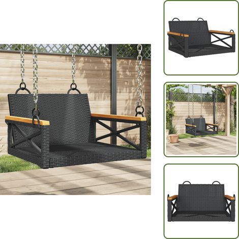 Seduta a dondolo - vidaXL Panchina a Dondolo Nera 63x62x40 cm in Polyrattan - Arredamento esterno