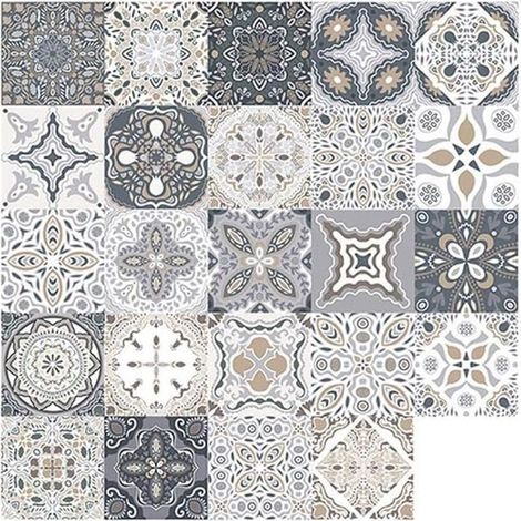 Autocollants de carrelage imperméables AMOUNE - 48pcs - gris - 15x15cm (1/4)