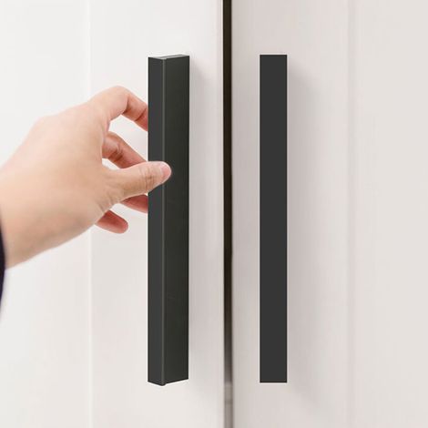 Möbelgriffe aus Aluminiumlegierung, Türgriffe, Schubladengriffe für Kommoden, Kleiderschränke, Schuhschränke, schwarz, T-Form, 160 mm Lochabstand (1/3)