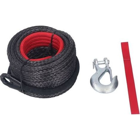 Kit de corde de treuil synthétique 10mm X 30m, résistant aux UV, résistant à l'usure, ensemble de ceintures à crochets pour véhicules tout-terrain et camions, 18740 lb (1/4)