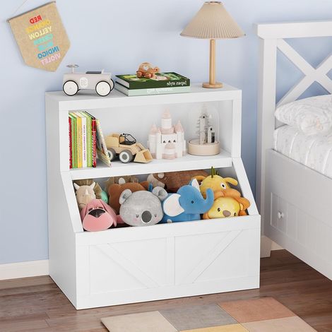 Bibliothèque Enfant sur Pied, Meuble de Rangement, 80x42x81 cm, Blanc (1/5)