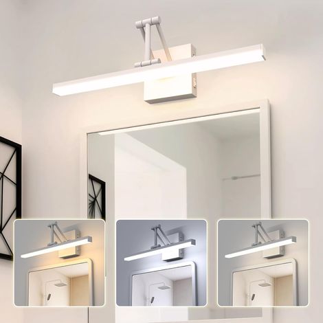 Applique De Salle De Bain Avec Interrupteur Pliable Support Télescopique 12W 960LM 3000K 4500K 6000K, Blanche Eclairage Tableau, Applique Pour Toilette Miroir, Liseuse Lampe Murale De Chevet