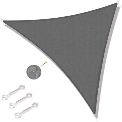 Voile d'ombrage triangulaire 5 x 5 x 5 m - Toile d'ombrage protégée contre les UV pour extérieur, terrasses, jardins - Gris (1/5)