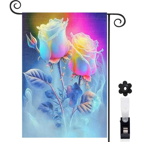 Drapeau de jardin vertical décoration pour maison de campagne toile résistante double face 30 x 45 cm pour cour maison terrasse (1/5)