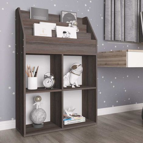 vidaXL Revistero de niños madera ingeniería gris y Sonoma 71x30x114 cm (1/5)