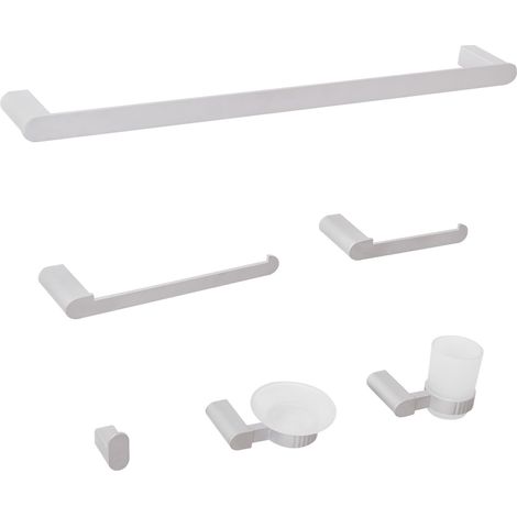 Badaccessoires Set 6-teilig PARACAS mit Handtuchstangen und -haken Silber (1/5)