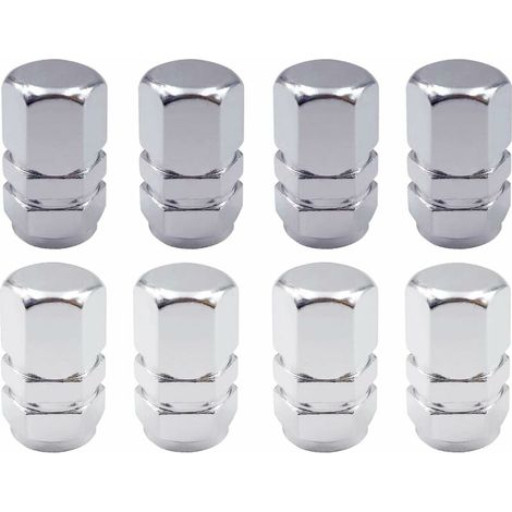 VURAHOME - 8 Bouchons de Tige de Valve de Pneu en Aluminium avec Joint Hexagonal Bouchons de Valve de Pneu universels Bouchons Anti-poussière de Voiture pour Moto, camions, SUV (Blanc, Gris) thsinde (1/5)