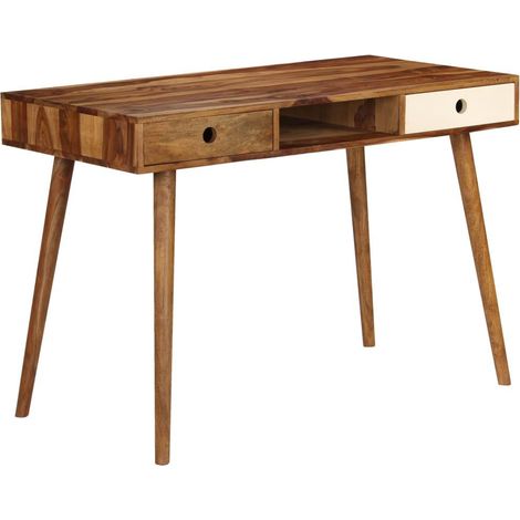 Escritorio mesa mueble trabajo informática 110 cm madera maciza de sesham 0502103 (1/2)