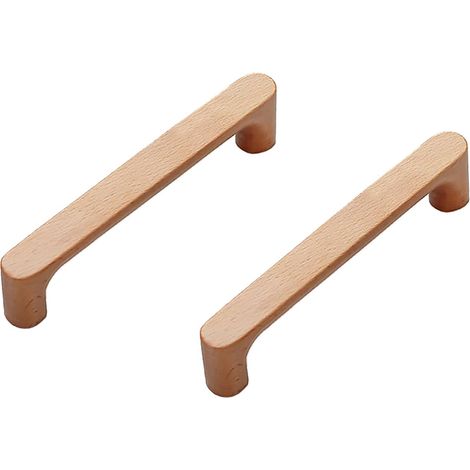 Lot de 2 Poignée Meuble en Bois de Hêtre Massif Couleur Bois Original Style Simple et Moderne pour Armoire Porte Troir Commode (128MM) (1/5)